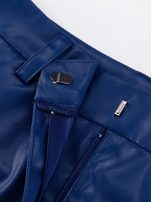 Leather Stitching High-waisted Hip Lift Straight-leg Pants Pants