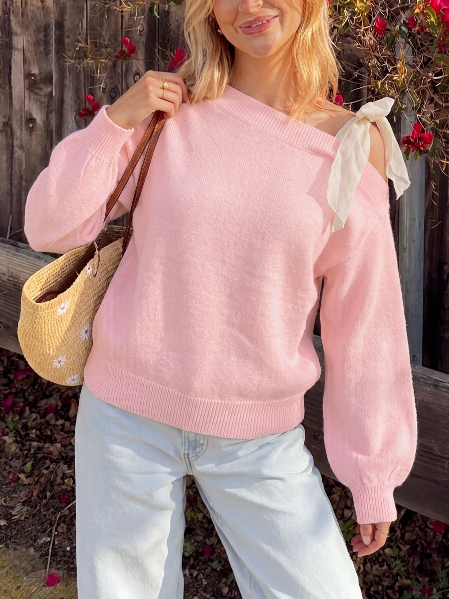 Lace Up Solid Color Sweaters