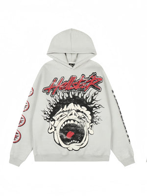 Parody Big Mouth Personalized Prints Plush Graffiti Hooded Sweatshirt