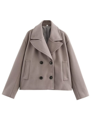 Soft Cropped Blazer With Double-breasted Lapels