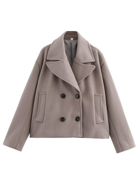 Soft Cropped Blazer With Double-breasted Lapels