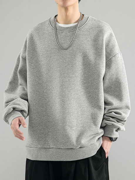 All-match Crew Neck Loose Solid Color Hood Sweatshirts&Hoodies