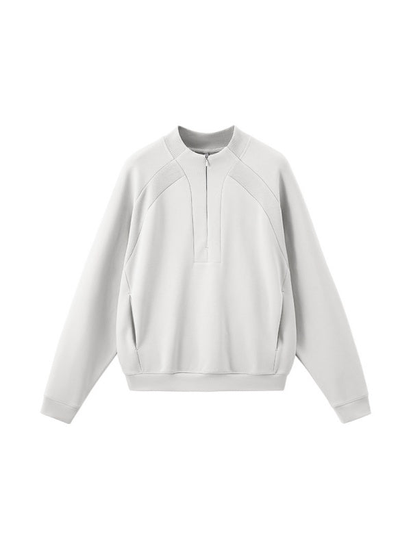 Lycra Pearl Stretch Half Zipper Comfort Keep Warm Sweatshirts&Hoodies