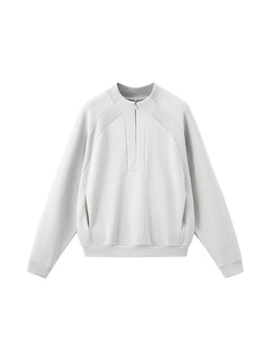 Lycra Pearl Stretch Half Zipper Comfort Keep Warm Sweatshirts&Hoodies