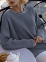 Liber Crew Neck Solid Color Knitted Sweater