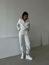 Liber Autumn women's solid color lace-up clothing Sweatshirts&Hoodies Long sleeve cardigan two piece set