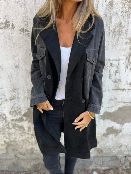 Liber Autumn Women's Buttons Color matching Trench Coats