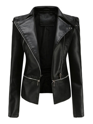 Removable Hem Zipper Leather Jacket
