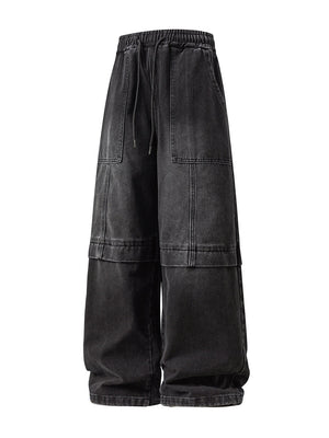 Retro Washed And Aged Split Straight Pants Jeans