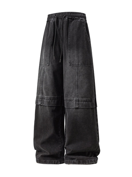 Retro Washed And Aged Split Straight Pants Jeans