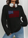 Crew Neck National Flag Knitted Sweater