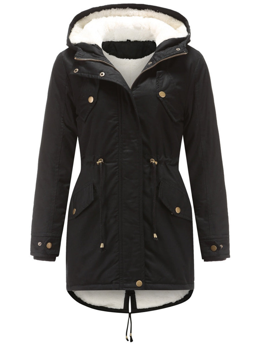 Cotton Solid Color Hooded Thick Plush Cotton Clothes