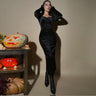 Tight-fitting Gold Velvet Pleated Long Dress