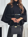 Waist Tie Wool Cape Jacket