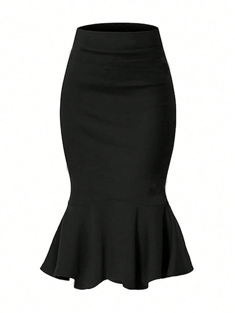 Liber Summer Women's Zipper Solid Color Skirts