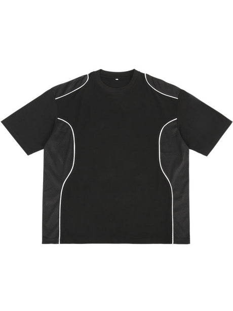 Liber Summer Men's Mesh stitching Solid color mesh stitching T-shirts
