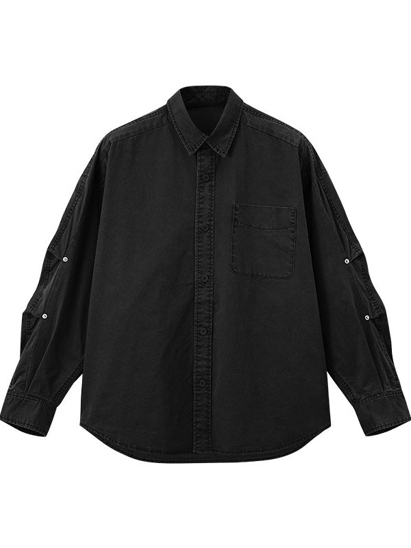 Liber Autumn Neutral wear Pocket decoration Solid Color Shirts