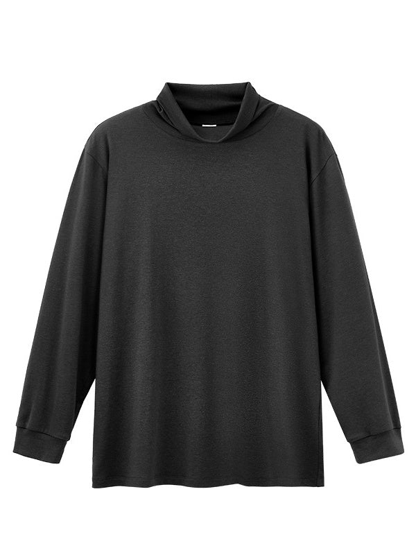 Wool Turtleneck Ins Slim Blended Straight Shoulders Long-sleeved T-shirt