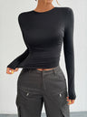 Simplicity Backless Solid Color Long Sleeve T-shirts