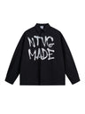 Retro Graffiti Letter Print Loose Lapel Long-sleeved Shirt