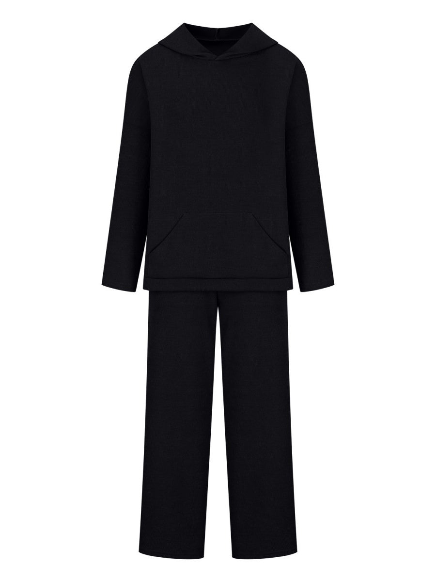 Liber Autumn women's hooded solid color sweatshirt long sleeve two-piece suit