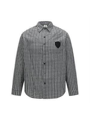 Liber Autumn Neutral wear Appliqué embroidery Plaid Shirts