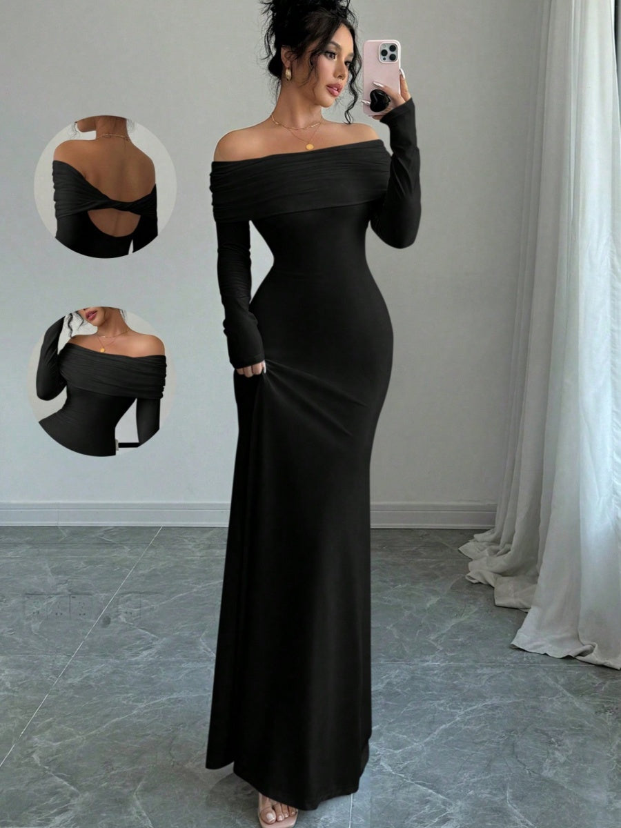 Liber Summer Women's Pleated Solid Color Maxi Dresses