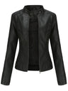 Street Cool Thin Stand Collar Zipper Leather Jacket