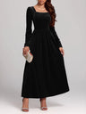Swinging Square Collar Backless Long-sleeved Dress