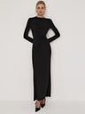 Hip-wrapped Long-sleeved Twisted Long Dress