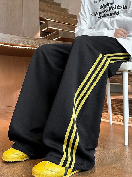 Liber Autumn Neutral wear Color matching Stripes Pants