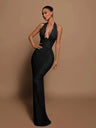 Halter sequins Deep V Bodycon long dress