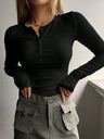 Pullover Button Long-sleeved T-shirt