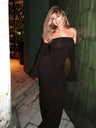 Off-shoulder Long Sleeves Hip-hugging Bodycon Long Dress