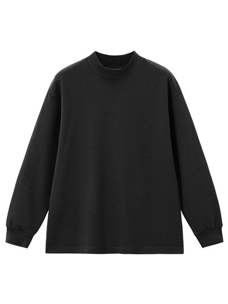 Liber Autumn Neutral wear Ribbed turtleneck Solid Color T-shirts