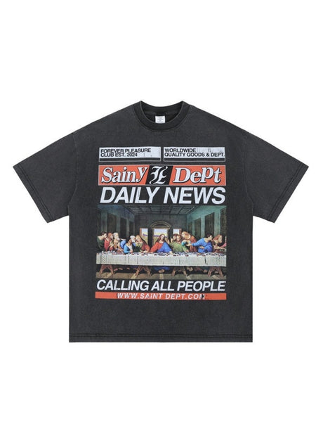 Liber Summer Men's Printed Letter T-shirts