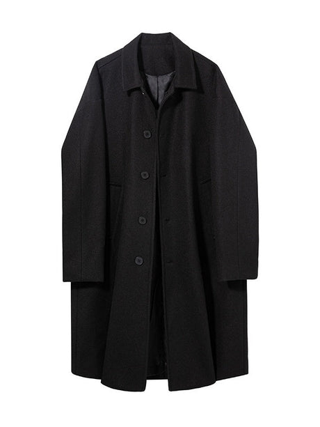 Black Brown Mid-length Lapel Coats