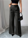 Women's Belted Wide-leg High-waisted Straight-leg Suit Trousers