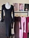 Trumpet Sleeve Ruffle Dress Single Breasted Tight Hip-Wrap Waist Sexy Sweater Long Dress