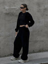 Liber Autumn women's solid color zipper clothing Sweatshirts&Hoodies Long sleeve cardigan two piece set