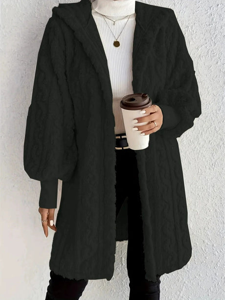 Solid Color Long-sleeved Hooded Loose Plush Jackets
