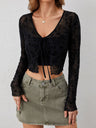 Liber Autumn Women's Lace up Geometric Patterns Blouse&Shirts