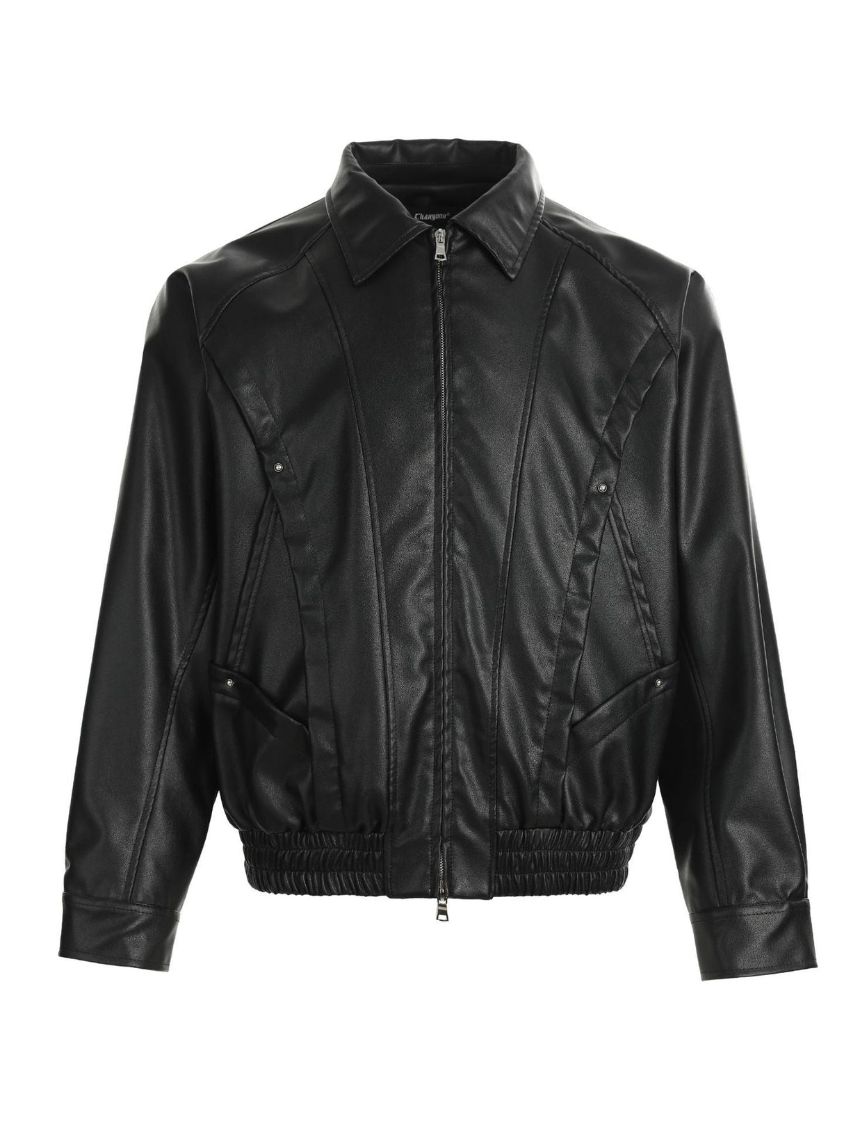 Retro Locomotive Cleanfit Deconstruction Splicing Leather Jacket