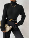 Turtleneck Raglan Sleeves Knitted Pullover Sweater