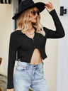 Liber Autumn women's zipper v-neck long-sleeved tight cardigan sweater