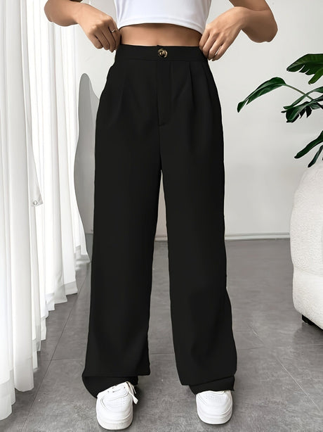 Pleated Suit Wide-leg Pants For Women High Waist Drape Loose Straight Floor-length Trousers