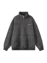 Stripes Stand Collar Half Zipper Letter Embroidery Sweatshirts