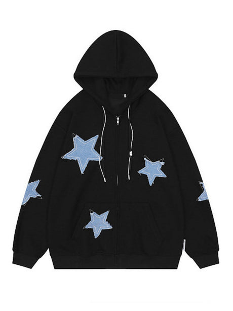 Liber Autumn Women's Zipper Geometric Patterns Sweatshirts&Hoodies