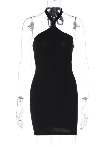 Liber Summer Women's Metal decoration Solid Color Mini&Short Dresses