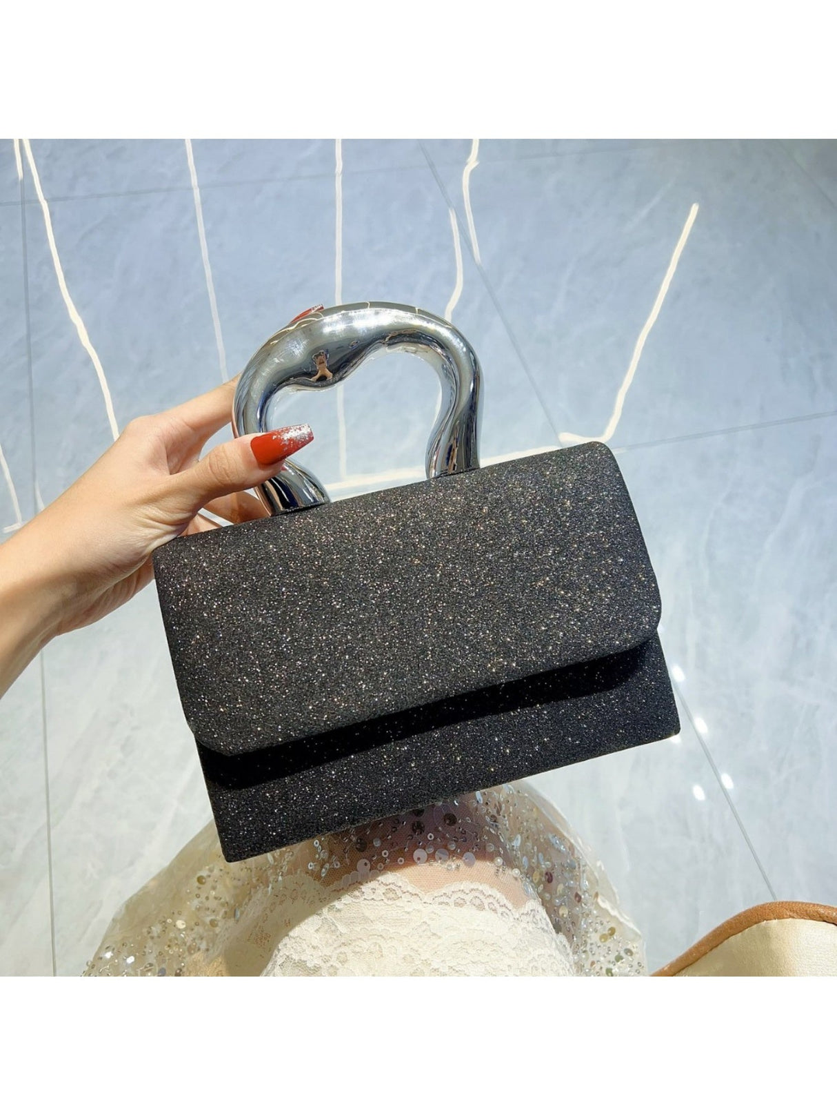 Liber Four Seasons ACC Sequined Small Square Bag